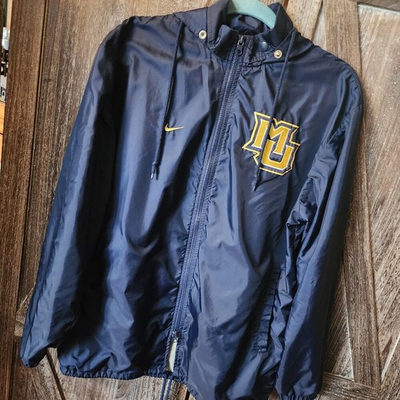 Nike Jacket Windbreaker Marquette Golden Eagles Blue Full Zip Hooded Size Small - Picture 2 of 16